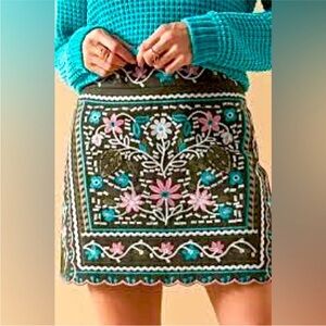Mi Ami Collections Embroidered Mini Skirt - Olive, Pink, Blue large